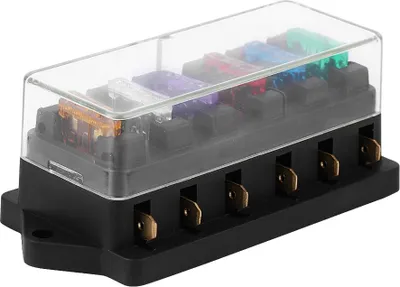 Productafbeelding van 6-voudige zekeringhouder voor auto, boot, en andere toepassingen, geschikt voor 12V en 24V DC