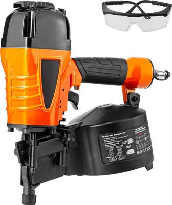 Obrázek produktu pro SucceBuy Cívková hřebíkovačka CN65 - 1-1/4" až 2-1/2", 15 stupňů, pneumatická. pneumatická hřebíkovačka 70 - 120 PSI na obklady, palety, dřevo, ploty a palubky. Nastavitelná hloubka bez použití nářadí