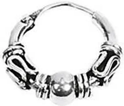 Produktbild von 2x Paar 925 Sterlingsilber Bali Ohrschmuck Nasenringe Creolen Kugel Klein 11mm