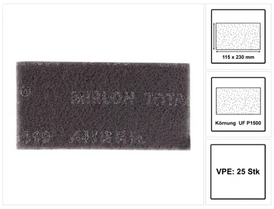 Produktbild von Mirka Mirlon Total 25 Stk Schleifvlies UltraFine Korn 1500 Schleifpads, Schleiffleece zum Anschleifen, Entrosten, Schleifen, Polieren von Holz, Metall, Kunststoff, Edelstahl