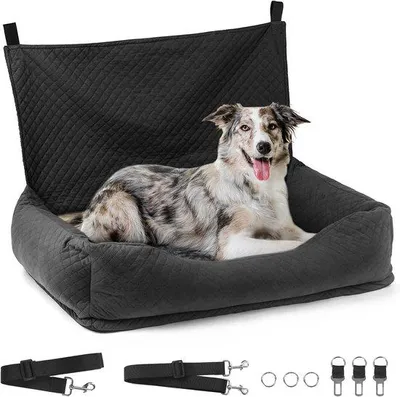 Produktbild von Hundesitz für Auto – Hundekorb für Auto – Sicheres Reisen – Waschbare Bezüge – 88 cm x 48 cm – Schwarz