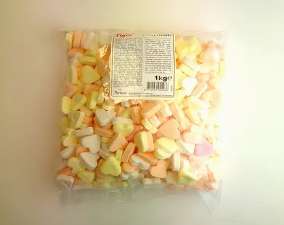 A bag of heart-shaped candies.