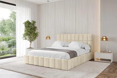 Produktbild von ALTDECOR Polsterbett mit Bettkasten - AMEA 180x200 Beige und Lattenrost, Bett mit Kopfteil, Boxbett ohne Matratze, Doppelbett mit Stauraum