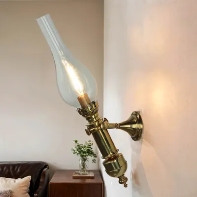 Produktbild von Wandleuchte Messing massiv Glas Jugendstil Wandlampe Bad Flur Wohnzimmer