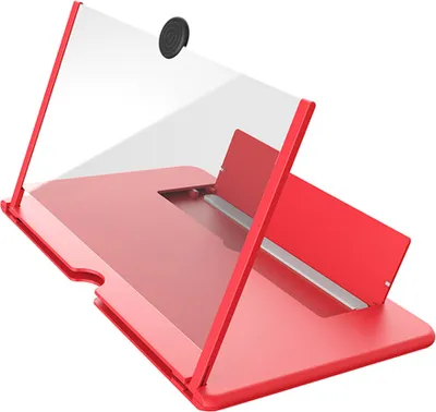 Image de loupe d'écran de téléphone 3D HD 12 pouces Support de film de protection des yeux Angle réglable pliable Support antidérapant Rouge _ 12inch