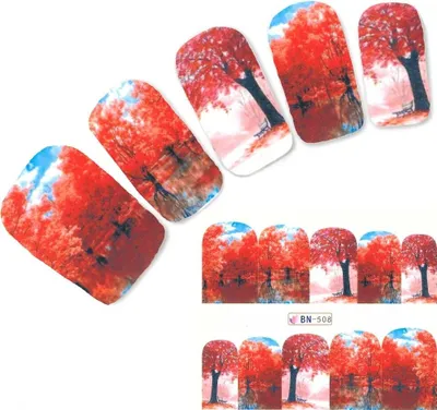 Produktbild von Tattoo Nail Herbst Bäume Bunte Blätter Aufkleber Nagel Sticker