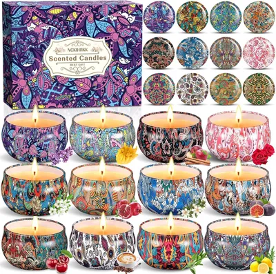 Produktbild von Set Duftkerzen aus natürlichem Sojawachs, 12 Stück, Aromatherapie für Zuhause