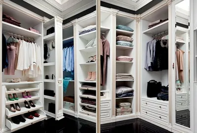 Produktbild von Weißes Eck-Kleiderschränke Massivholz L-Form Modernes Luxusmöbel Schrank