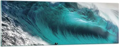 Produktbild von Bilder auf glas - Einteilig - Surfen Welle Türkis - 90x30cm - Glasbilder - Wandbilder - Bilder - zum Aufhängen bereit - Wanddekoration aus Glas - Glas Bilder - Wandbild auf Glas - GAB90x30-4351