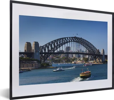 Produktbild von MuchoWow® MuchoWow® Gerahmtes Poster Boote unter der Sydney Harbour Bridge in Australien 40x30 cm - Poster mit zchwarzem Bilderrahmen - Bilderrahmen - Poster im Rahmen