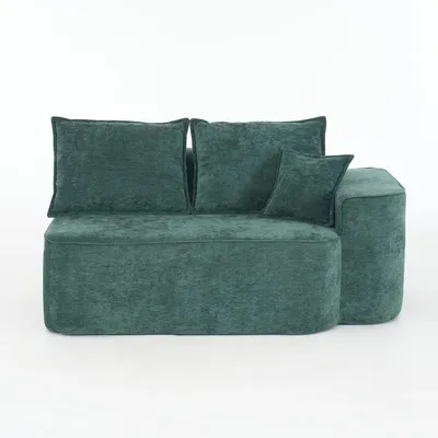 Immagine prodotto di AIORBER Comodo divano a 2 posti senza montaggio, morbido divano in tessuto con cuscini e tasche laterali, design moderno per soggiorni, verde