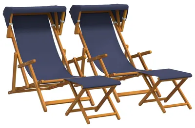 Immagine prodotto di vidaXL Sedia a sdraio, 4 pezzi, legno di eucalipto massello, 3 posizioni, colore blu