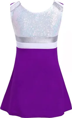 Zdjęcie produktu dla Kostium cheerleaderki dla dziewczynek w rozmiarze 122-128 cm Sukienka cheerleaderki bez rękawów z cekinami Sukienka taneczna z szortami Karnawałowy kostium imprezowy Fasching