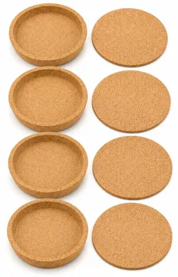 Korkuntersetzer 8er Set, 10 cm Ø, 1,8 cm dick, rund