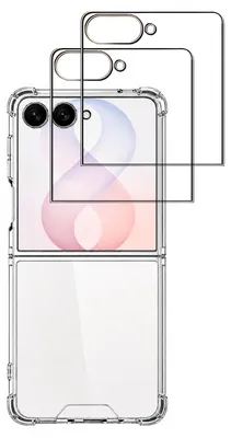 Produktbild von Stoßfeste Hülle für Samsung Galaxy Z Flip 8 und 2 Displayschutzfolien aus gehärtetem Glas Phonillico®