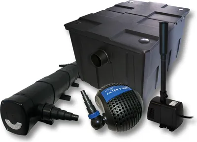Produktbild von Wiltec Komplettset: CBF-550 Teichfilter bis 60000L Teichfilteranlage als Durchlauffilter, NEO10000 Teichpumpe 10000l/h 80W, CUV-272 Teichklärer UVC Klärer mit 72W, HJ-943 Springbrunnenpumpe 800l/h 16W
