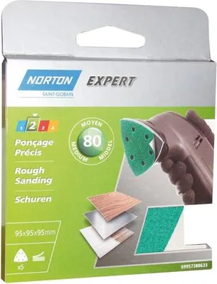 Image de Triangulaire perforé Profi 6 trous 95 g/m² 80 pièces x 5 - Norton