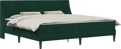 Produktbild von vidaXL Bettgestell mit Matratze Dunkelgrün 200 x 200 cm Samt