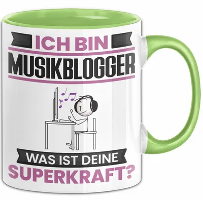 Produktbild von Musikblogger Tasse Geschenk für Musikblogger Geburtstag Lustiger Spruch Kaffee-Becher Was Ist Deine Superkraft (Grün)