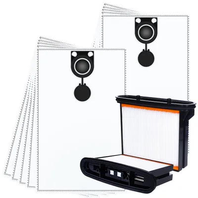 Image de Sillar : lot de 10 sacs pour aspirateur + filtre plissé pour l'aspirateur industriel Bosch GAS 25 Starmix (kit de rechange)