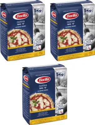 Produktbild von 3x Barilla Farina di Grano Tenero Tipo 0 Manitoba Type Mehl 0 Weizenmehl Ideal für Pizza, Brot und Focaccia 5Kg