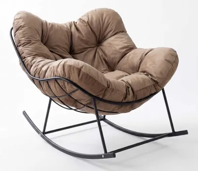 Immagine prodotto di Poltrona a dondolo imbottita, struttura in metallo, design moderno, confortevole, color marrone