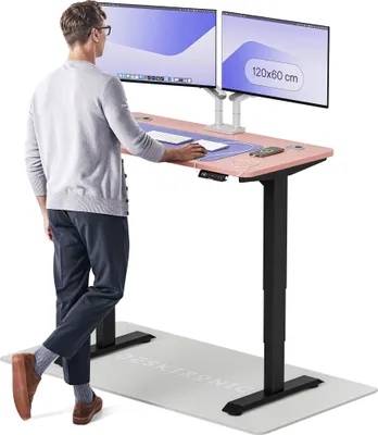 Produktbild von Desktronic HomePro Elektrisch höhenverstellbarer Schreibtisch 120x60cm Schwarz/Rosa mit Memory-Funktion, Anti-Kollisions Technologie, USB-A und USB-C-Ladeanschlüssen