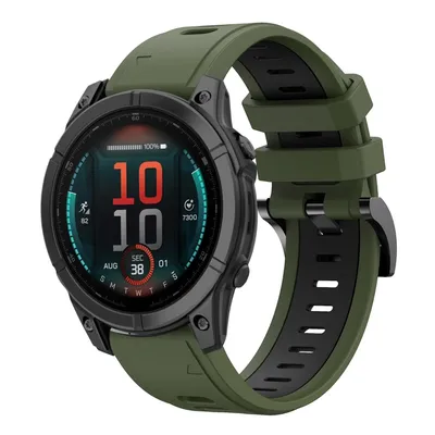 Image de Bracelet sport en silicone bicolore 22 mm pour Garmin Fenix E 47 mm, vert foncé / noir