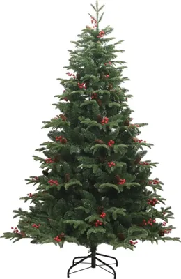 Obrázek produktu pro vidaXL Umělý vánoční stromek skládací se šiškami a bobulemi 210 cm