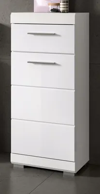 Produktbild von Badezimmer Kommode "Shawn" in weiß Hochglanz Badschrank 37 x 88 cm