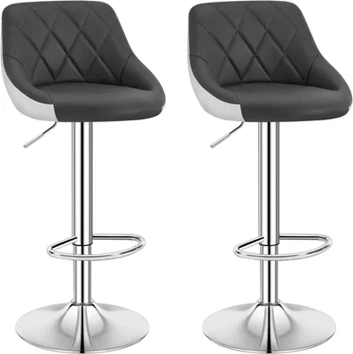 Two identical bar stools are shown against a white background.