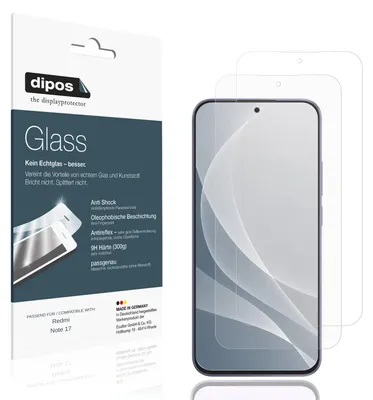Produktbild von 2x Schutzfolie für Redmi Note 17 matt - Anti-Shock 9H Folie dipos Glass Kunststoffglas
