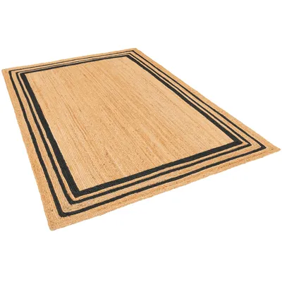 Produktbild von Naturfaser Teppich Handgefertigt Jute, Größe:120x170 cm, Design:Bordüre Anthrazit