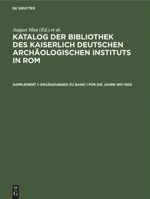Produktbild von Ergänzungen zu Band 1 für die Jahre 1911-1925