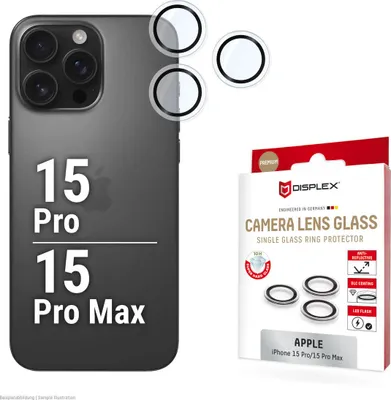 Productafbeelding van Displex 02121, Apple, iPhone 15 Pro/15 Pro Max, Krasbestendig, Stootvast, Krasbestendig, Zwart, Transparant, 1 stuk
