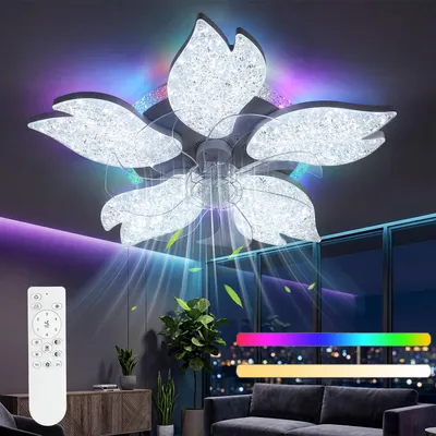 Produktbild von 85W LED Deckenleuchte mit RGB Backlamp, Leise Deckenventilator mit Beleuchtung, Dimmbar mit Fernbedienung,Timer, für Wohnzimmer Schlafzimmer Küche