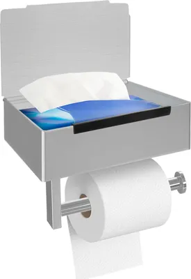 Produktbild von Toilettenpapierhalter mit Feuchttücherbox Klopapierhalter Klorollenhalter Edelstahl Halterung Rollenhalter für Toilette Badezimmer