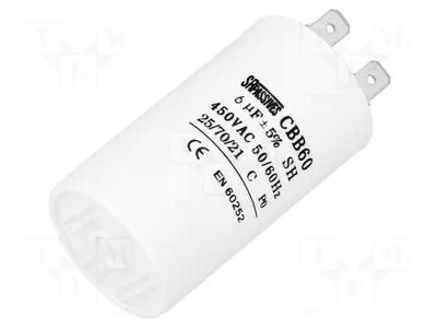 Produktbild von Kondensator: für Motoren, Betrieb; 6uF; 450V; 35x60mm; -25÷70°C CBB60A-6/450 Kondensatoren für Motoren