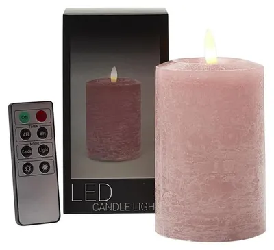 Productafbeelding van Branded LED-kaars, stompmodel, Ø 7,6 × 12 cm - Oudroze