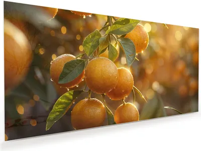 Produktbild von Glasbild 80x40cm in XXL für Wohnzimmer, Schlafzimmer Motiv Sonnengeflutete Orangen