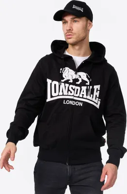 Obrázok produktu pre Pánska tepláková bunda s kapucňou a zipsom slim fit KRAFTY Black L Lonsdale