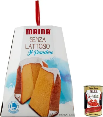 Produktbild von Maina Pandoro Senza Lattosio Pandoro laktosefrei Weihnachtskuchen 750gr + Italian Gourmet polpa 400g