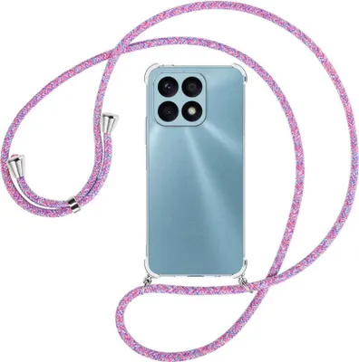 Produktbild von Handykette Backcover-Schutzhülle mit Band (Metall silberfarben) für Honor X8a (6.75'') - lila/rosa/blau