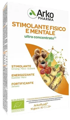 Produktbild von Arkofluidi: Konzentriertes Nahrungsergänzungsmittel zur Förderung der körperlichen und geistigen Leistungsfähigkeit, 10 Fläschchen à 15 ml