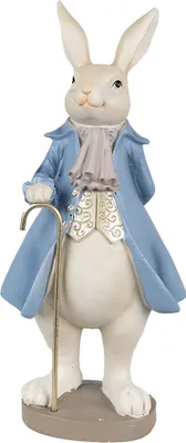Zdjęcie produktu dla Clayre & Eef Figurka Królik 12x9x26 cm Beżowo-niebieski polyresin