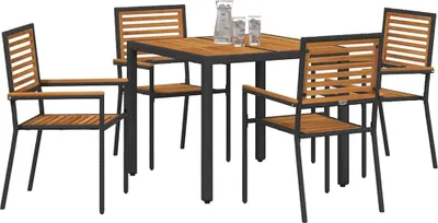 Produktbild von vidaXL Garten Essgruppe 5 pcs Schwarz und Braun Poly-Rattan