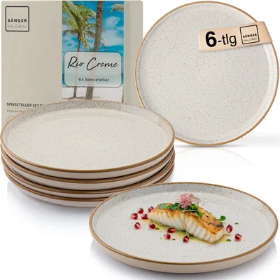 Produktbild von SÄNGER Speiseteller Set Rio Creme - 6 teilig aus Steingut