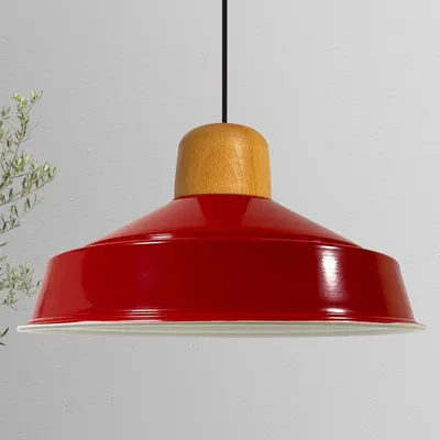 Produktbild von Pendelleuchte | Asletl Industrielle | Metall Pendelleuchte Industrial Holz Rot Vintage Hängelampe