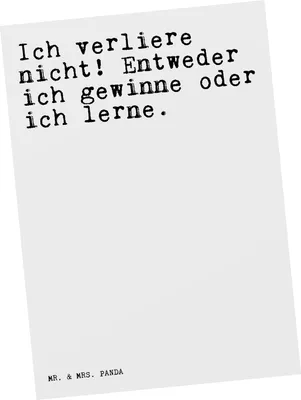 Produktbild von Mr. & Mrs. Panda Postkarte Ich verliere nicht! Entweder... - Weiß - Geschenk, Sprüche, bildkarte, Motivation, Postkarten, Ansichtskarte, Grußkarte, Weisheit, Spruch