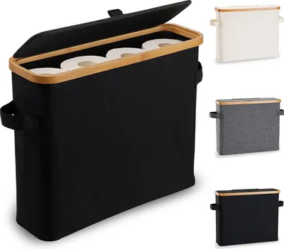 Produktbild von Toilettenpapier Aufbewahrung Korb mit Deckel aus Bambus, Aufbewahrungsbox